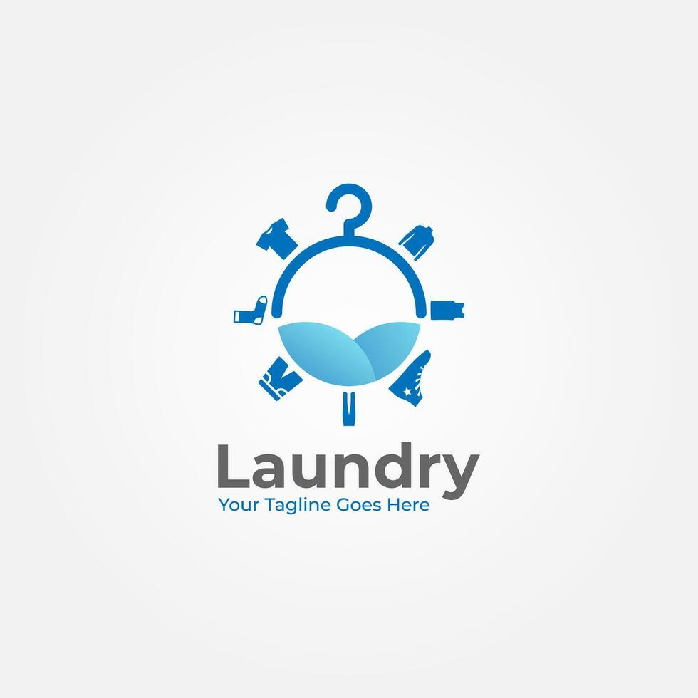 wasserij logo vector grafisch ontwerp en kleding icoon