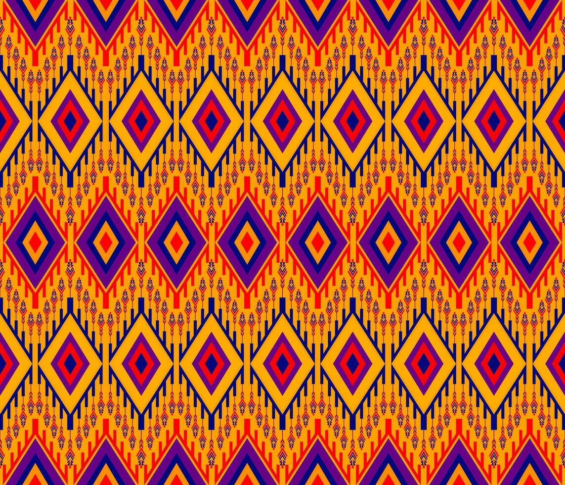 borduurwerk Indisch aztec kleding stof patroon in helder kleur vector