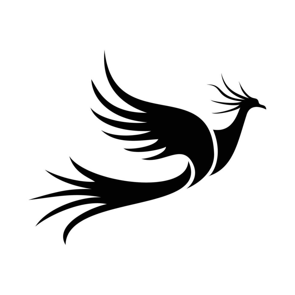 Feniks silhouet logo ontwerp. brand vogel in mythologie. vector