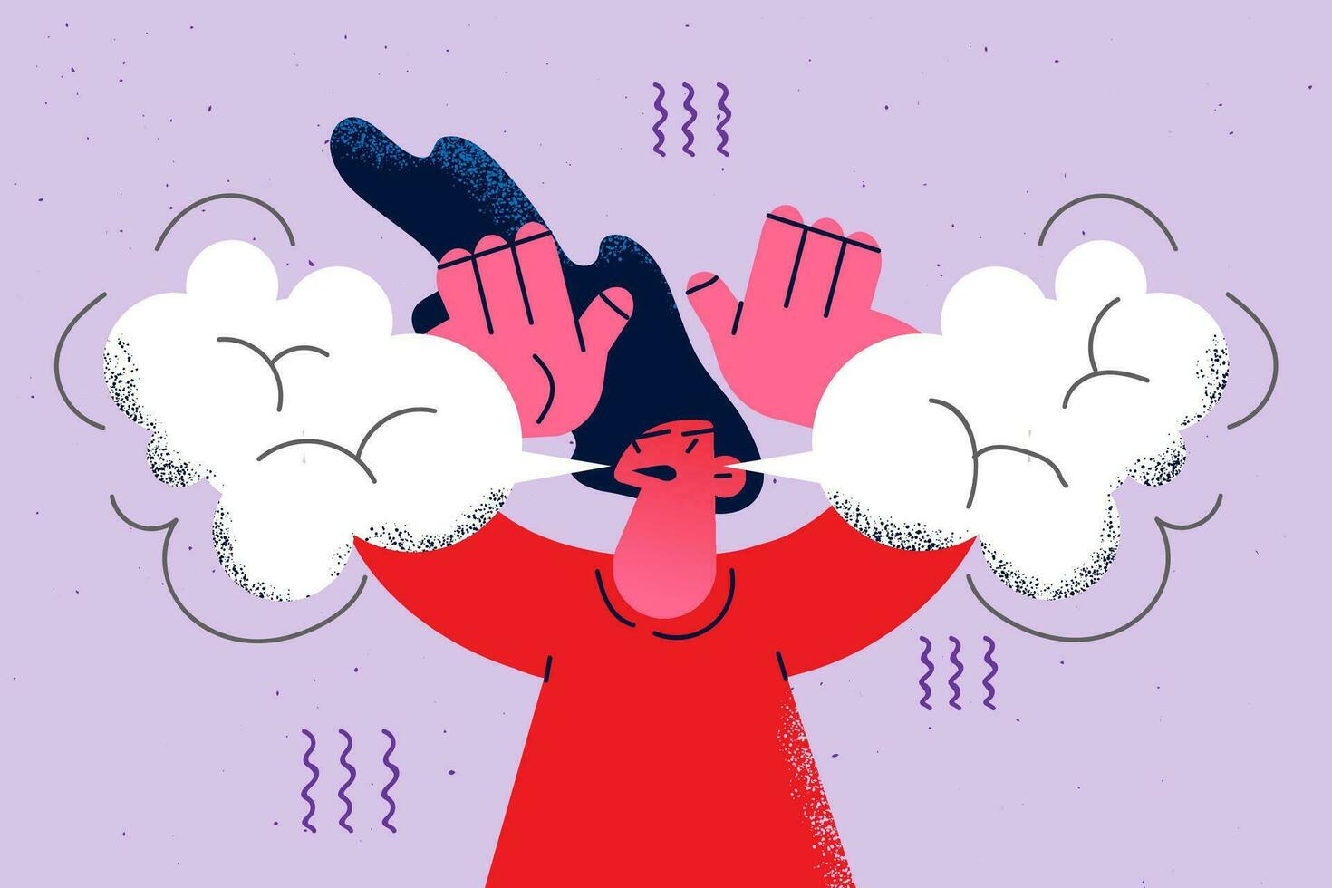 jong vrouw stomen met woede voelen niet tevreden woedend met probleem of situatie. ongelukkig vrouw benadrukt boos boos hebben problemen. nerveus afbreken of burn-out. vector illustratie.