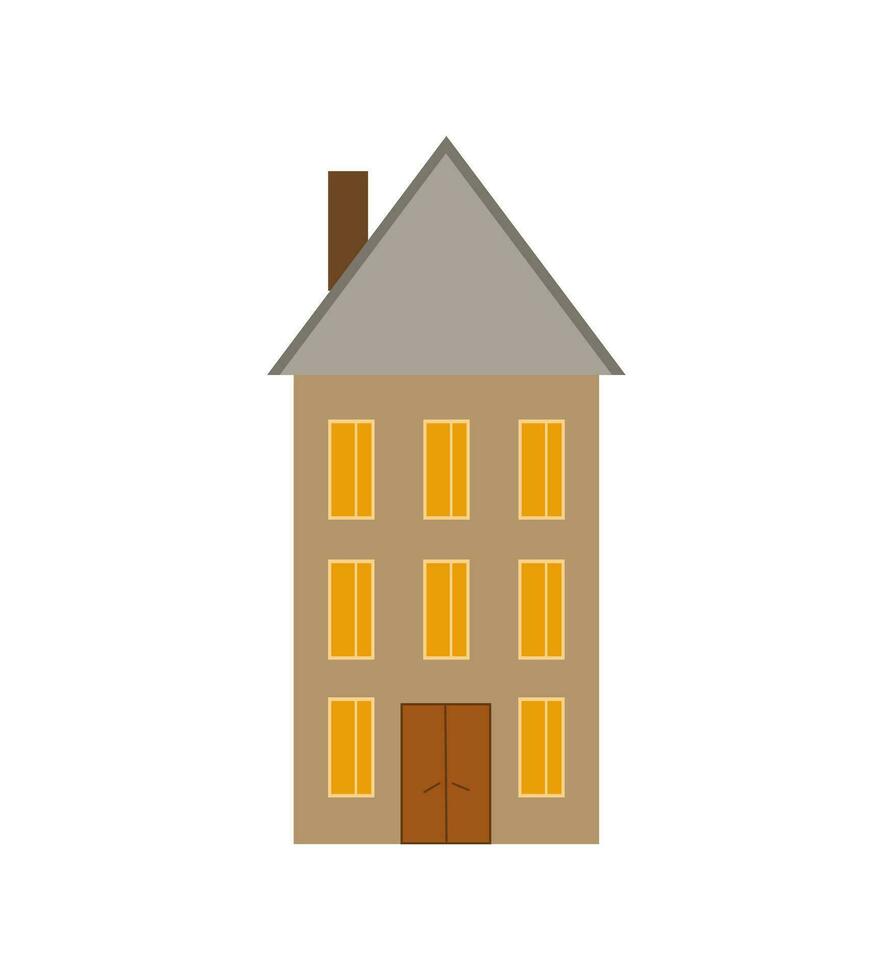 schattig weinig vrijstaand huis gemakkelijk vlak stijl vector illustratie, knus huis concept, bouwkundig tekening, poster voor kinderen kamer, kinderkamer afdrukken