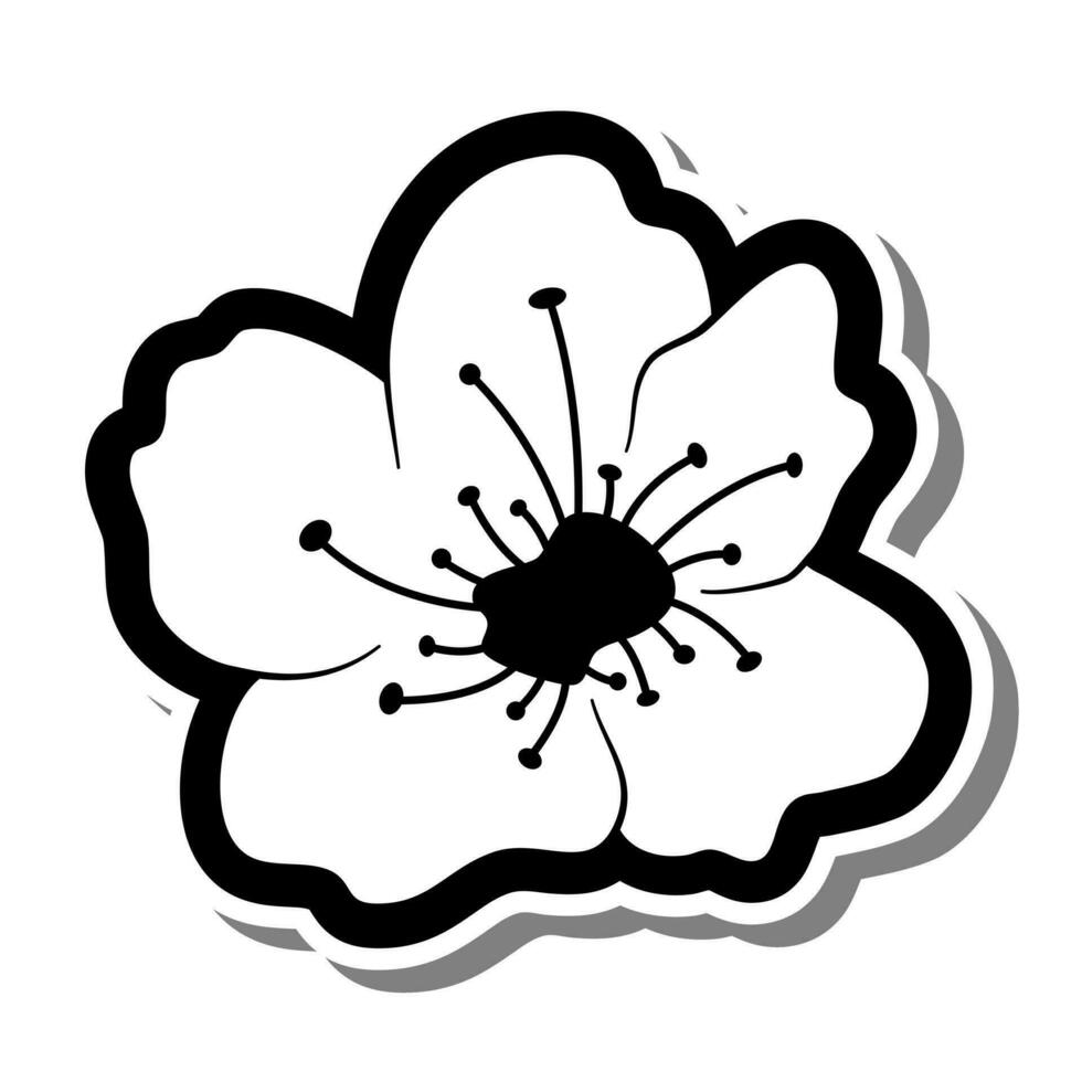 tekening zwart lijn kers bloesem, sakura bloem Aan wit achtergrond. vector illustratie voor versieren logo, bruiloft, groet kaarten en ieder ontwerp.