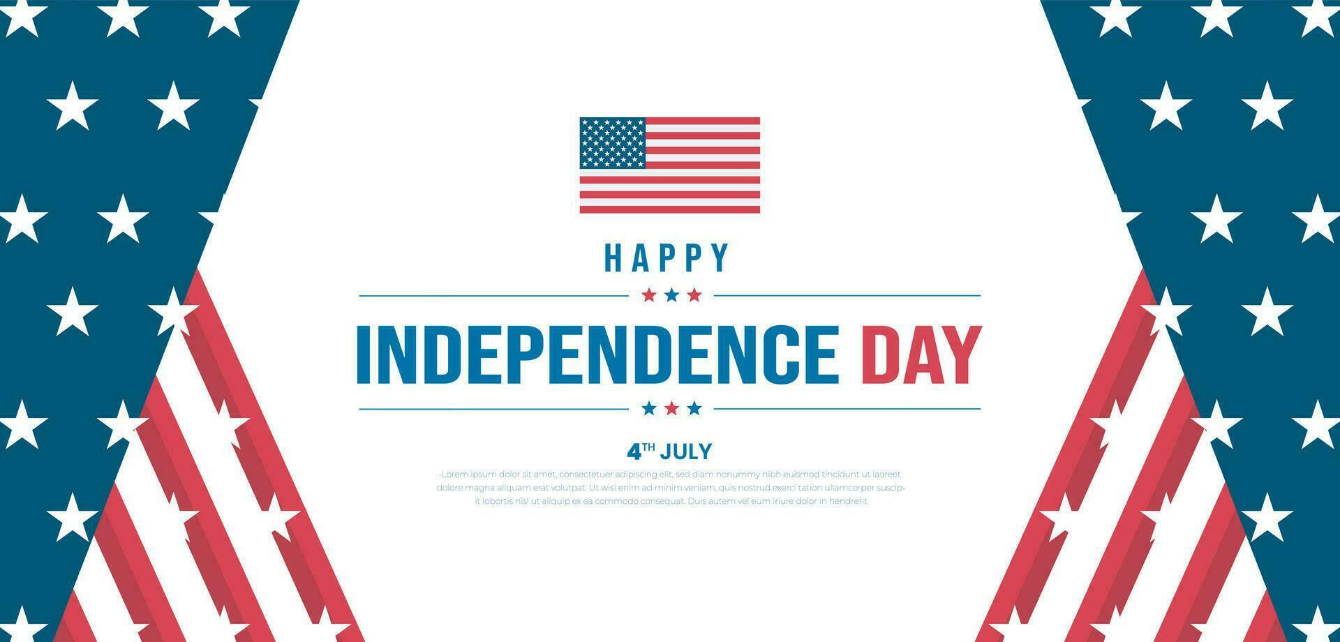 4e van juli Verenigde staten onafhankelijkheid dag viering Promotie reclame achtergrond, poster, kaart of banier sjabloon met Amerikaans vlag en typografie. onafhankelijkheid dag Verenigde Staten van Amerika feestelijk decoratie. vector