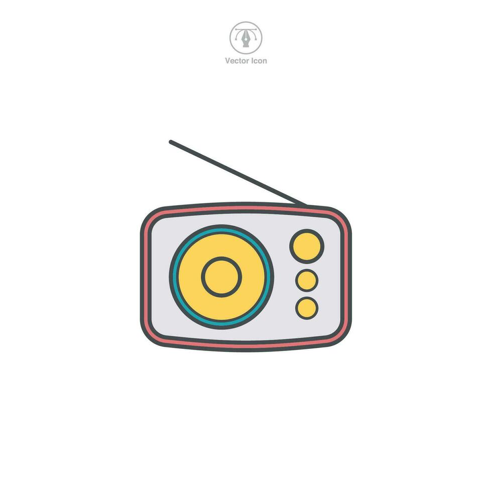 een vector illustratie van een radio icoon, symboliseert uitzending, communicatie, of muziek. perfect voor vertegenwoordigen radio stations, nieuws, of audio vermaak