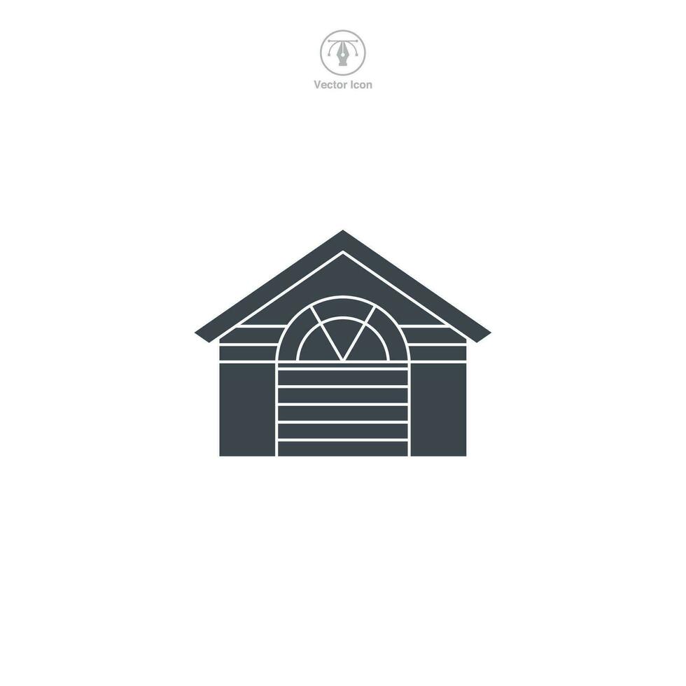 garage icoon vector Kenmerken een gestileerde auto opslagruimte Oppervlakte, symboliseert voertuig bescherming, huis aspect, monteur Diensten, en privaat parkeren