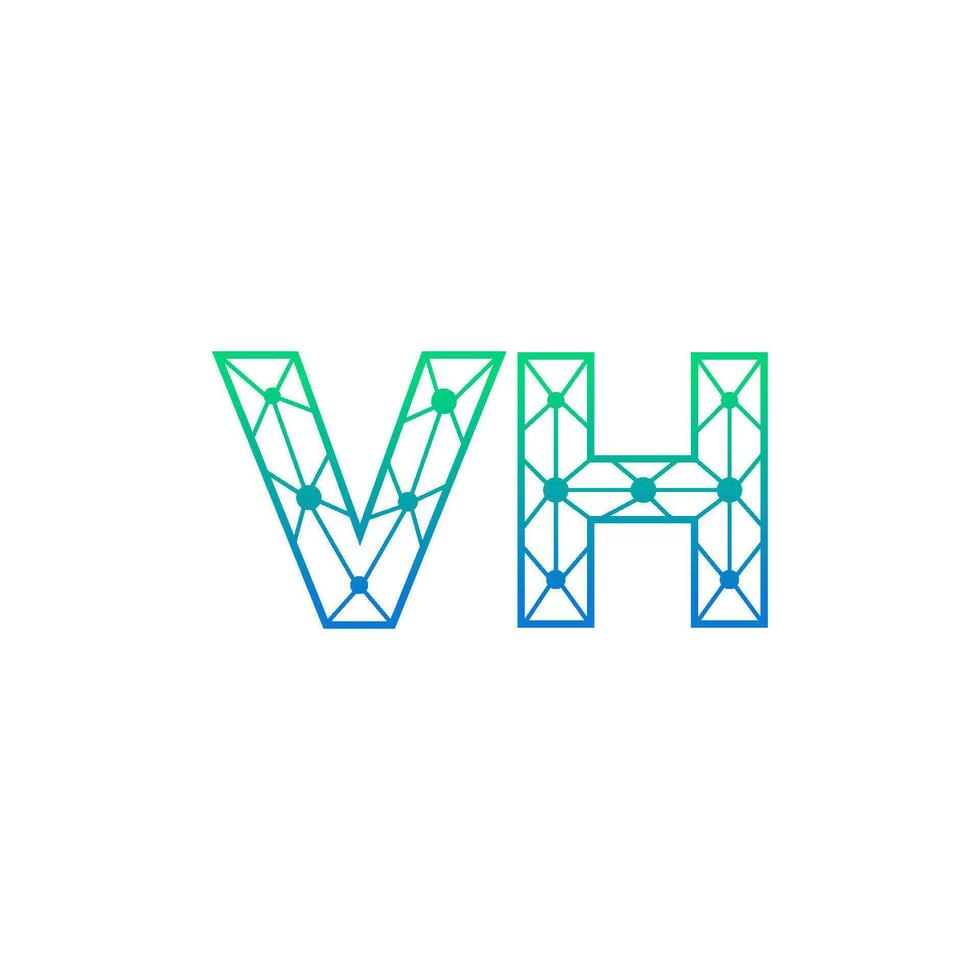abstract brief vh logo ontwerp met lijn punt verbinding voor technologie en digitaal bedrijf bedrijf. vector