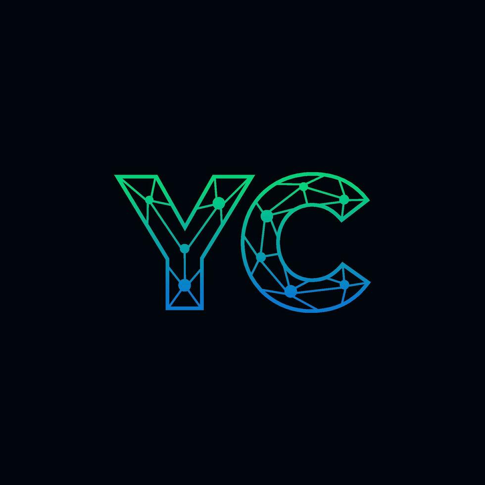 abstract brief yc logo ontwerp met lijn punt verbinding voor technologie en digitaal bedrijf bedrijf. vector