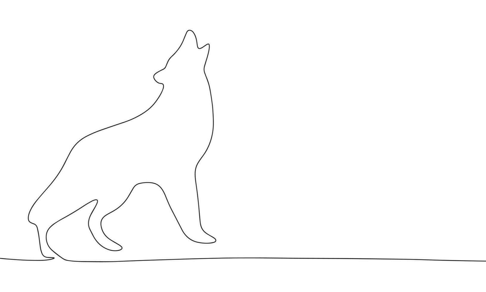 gehuil wolf geïsoleerd Aan wit achtergrond. een lijn doorlopend dier wolf vector illustratie. schets, lijn kunst silhouet