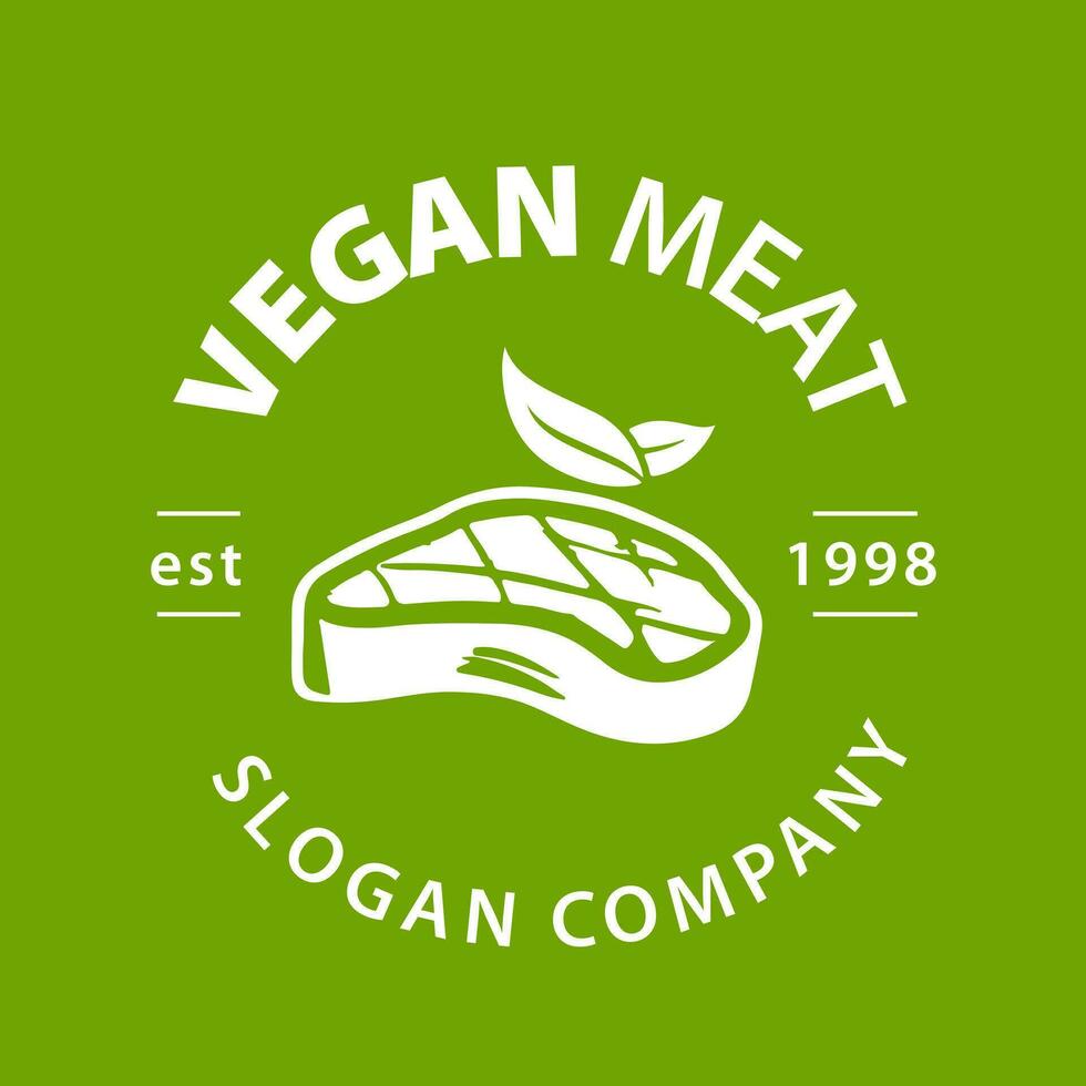 vegetarisch vlees premie logo. fabriek gebaseerd vlees logo. vector