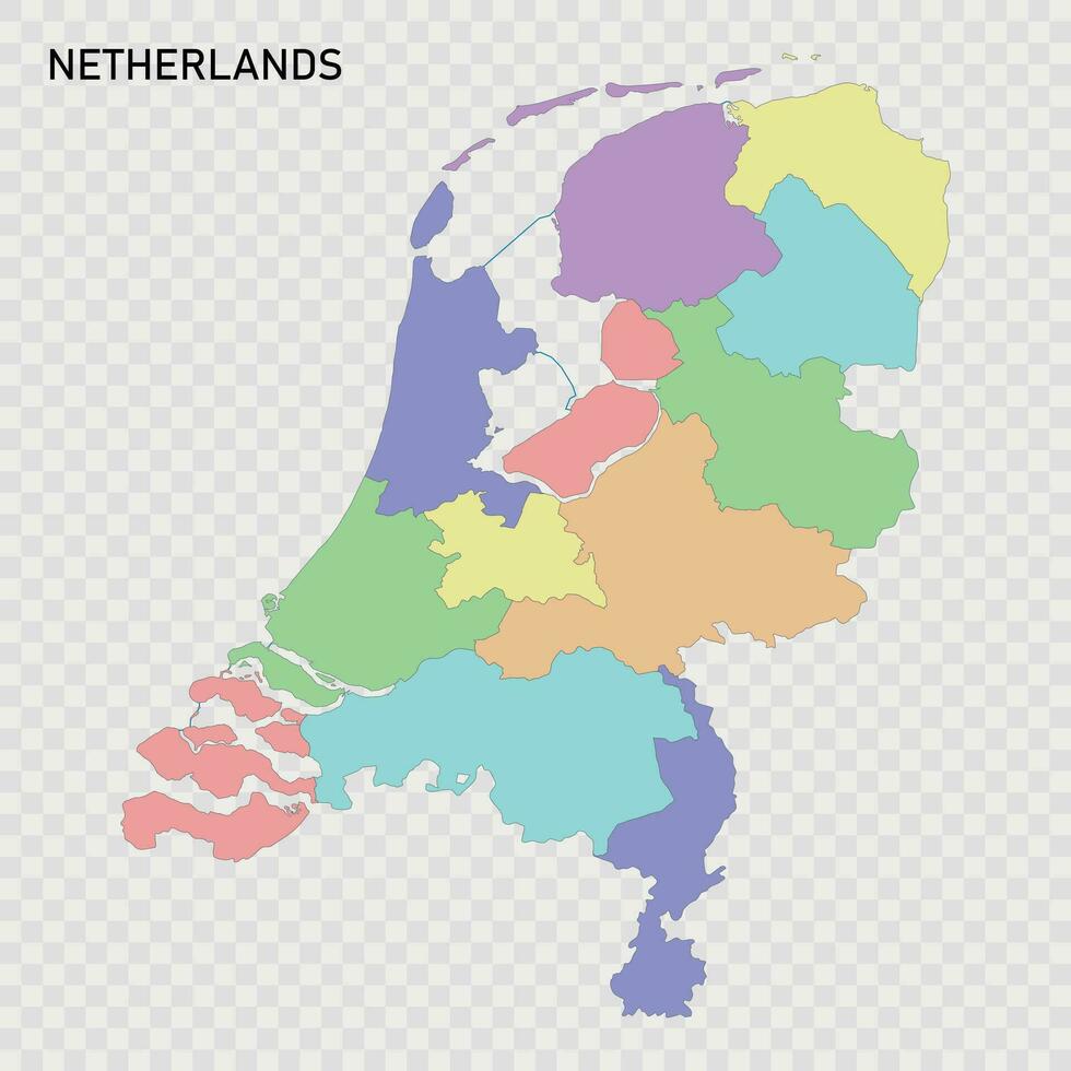 geïsoleerd gekleurde kaart van Nederland vector