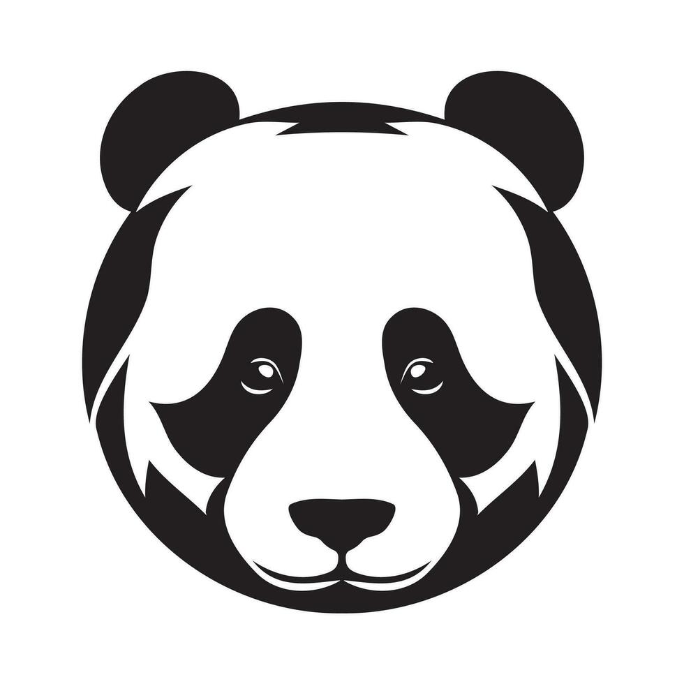 panda hoofd zwart en wit vector icoon