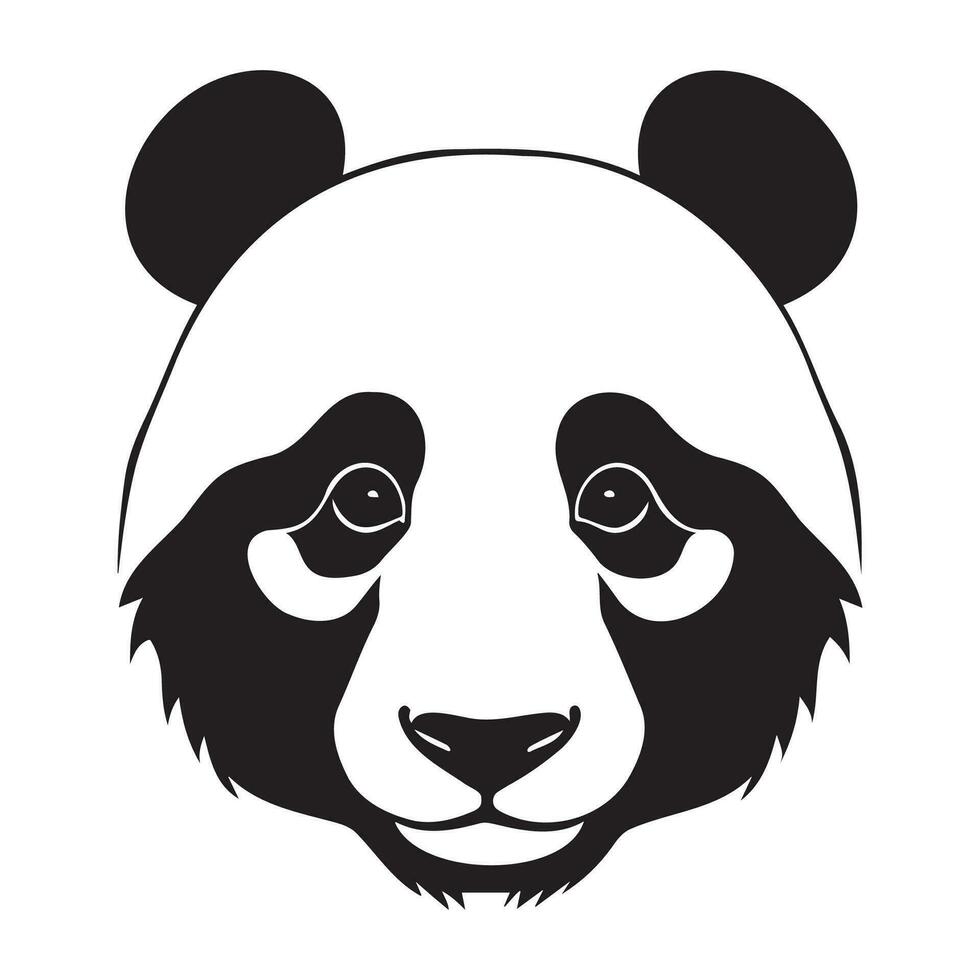 panda hoofd zwart en wit vector icoon