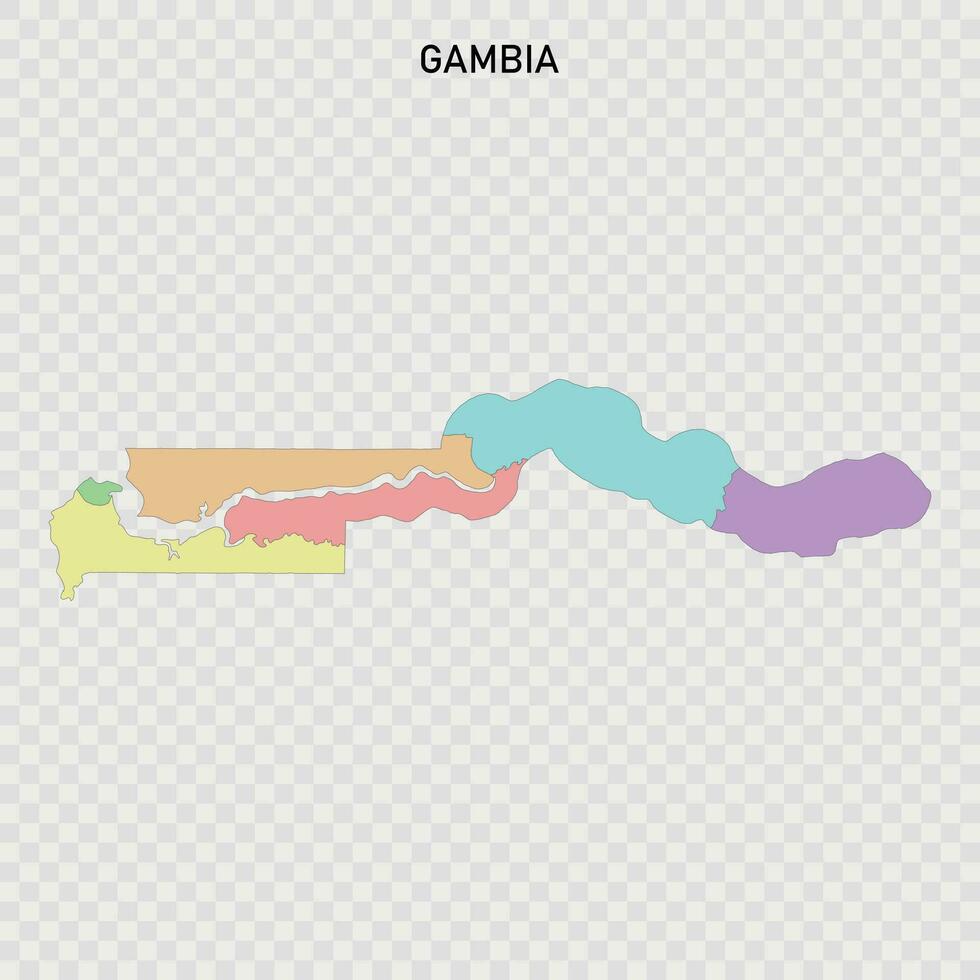 geïsoleerd gekleurde kaart van Gambia vector