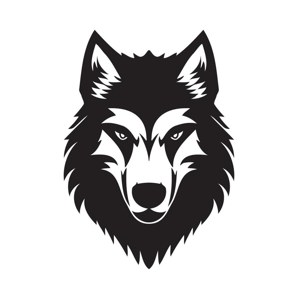 wolf hoofd zwart en wit vector icoon.