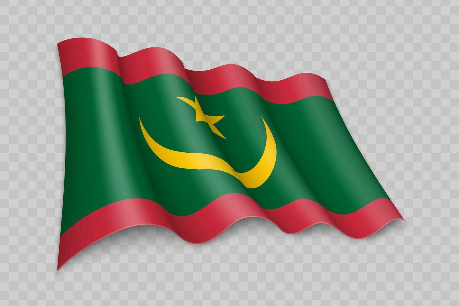 3d realistisch golvend vlag van mauritania vector