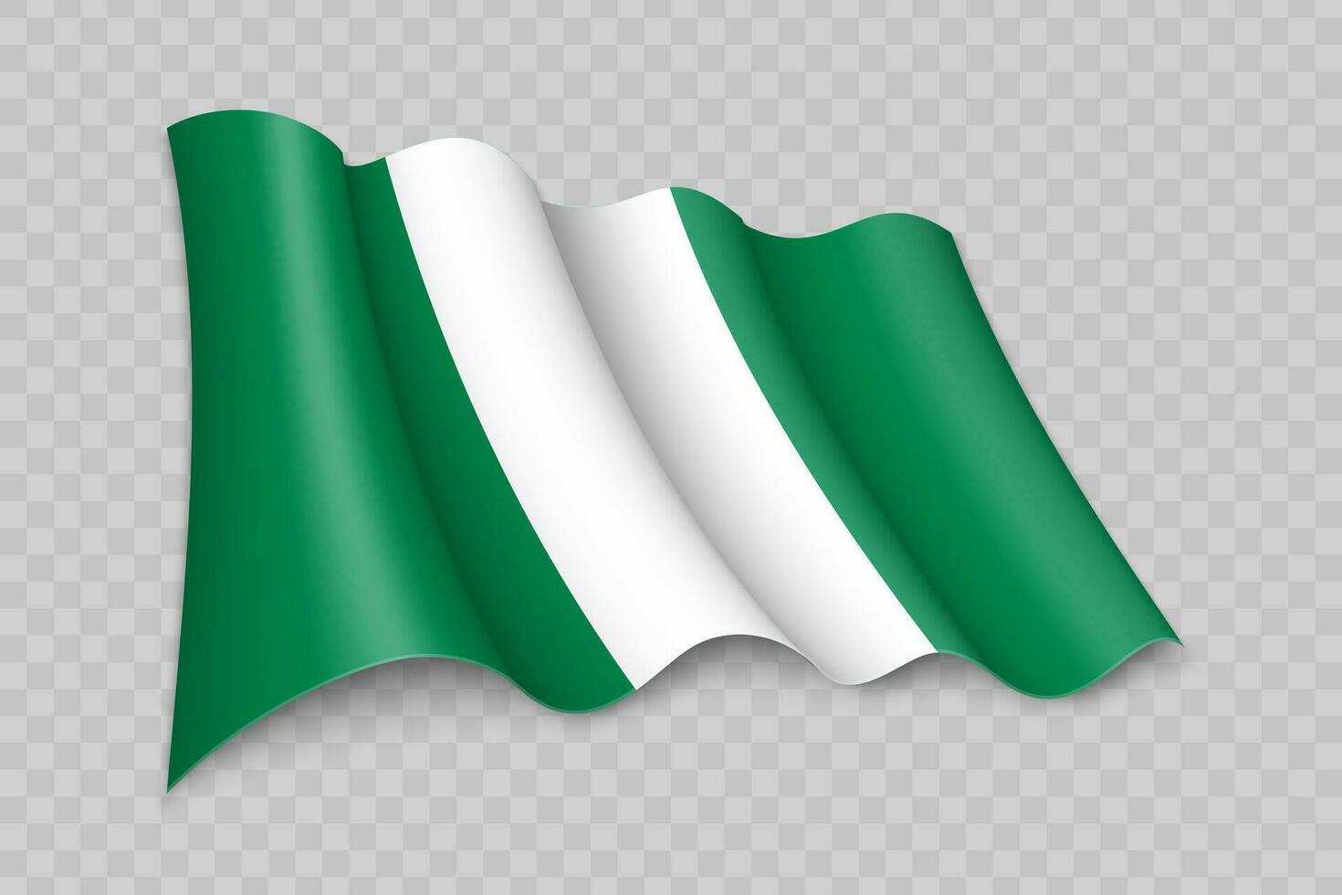 3d realistisch golvend vlag van Nigeria vector