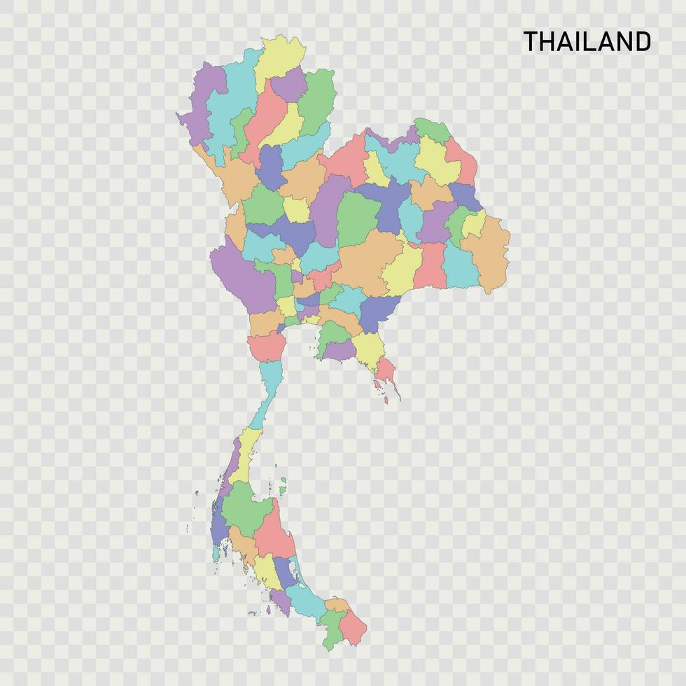 geïsoleerd gekleurde kaart van Thailand vector