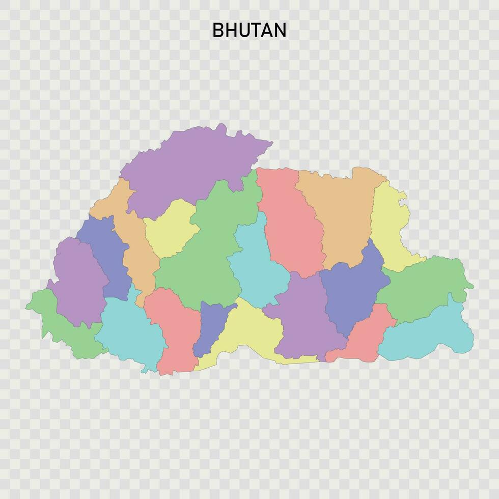 geïsoleerd gekleurde kaart van Bhutan vector