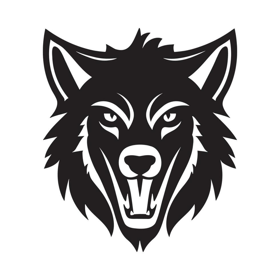 wolf hoofd zwart en wit vector icoon.