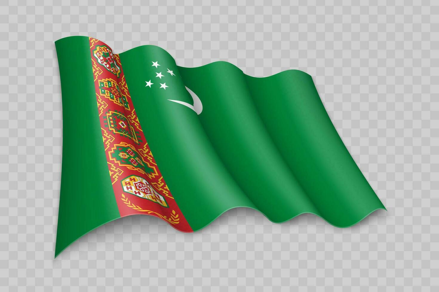 3d realistisch golvend vlag van turkmenistan vector