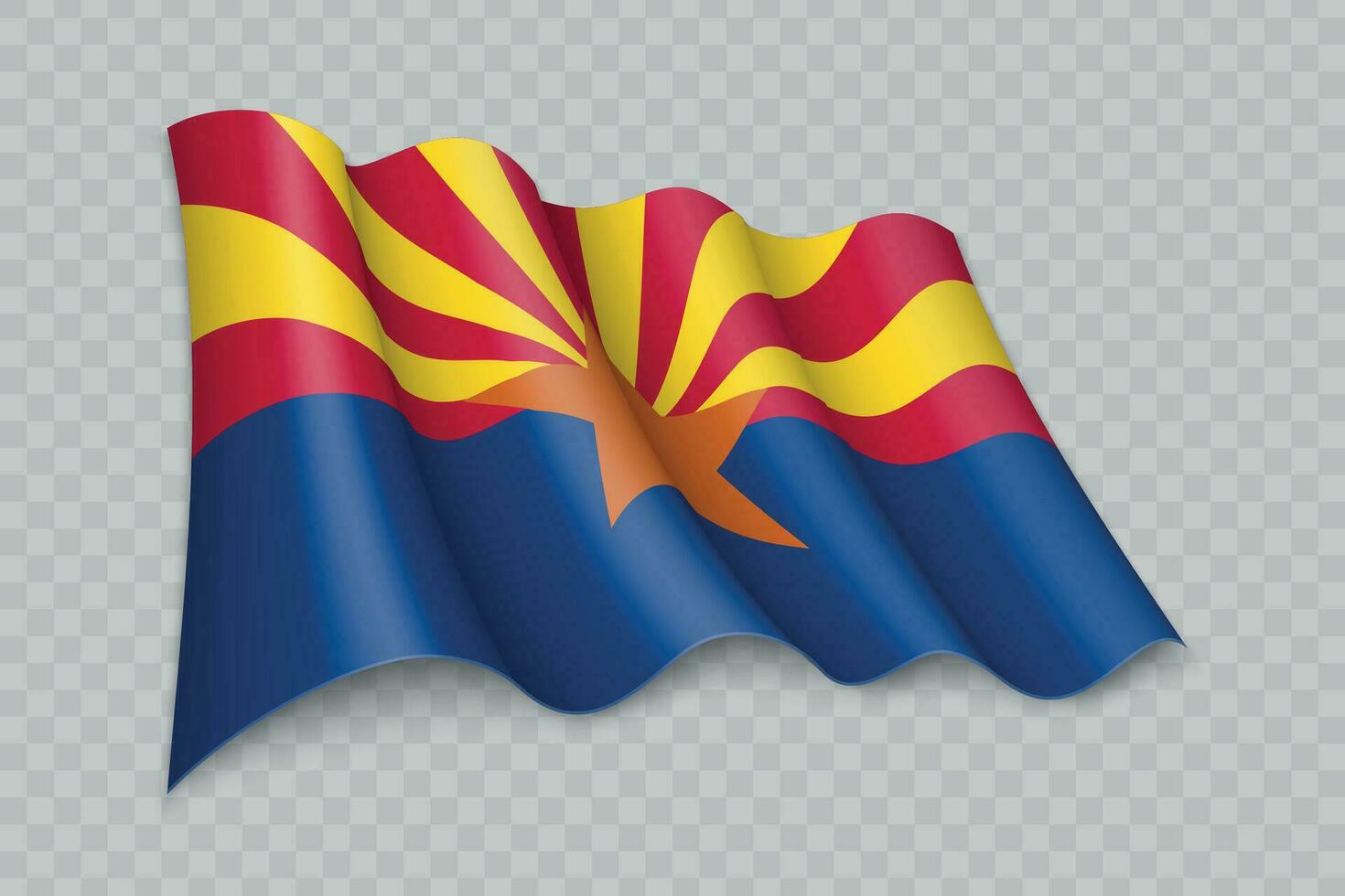 3d realistisch golvend vlag van Arizona is een staat van Verenigde staten vector