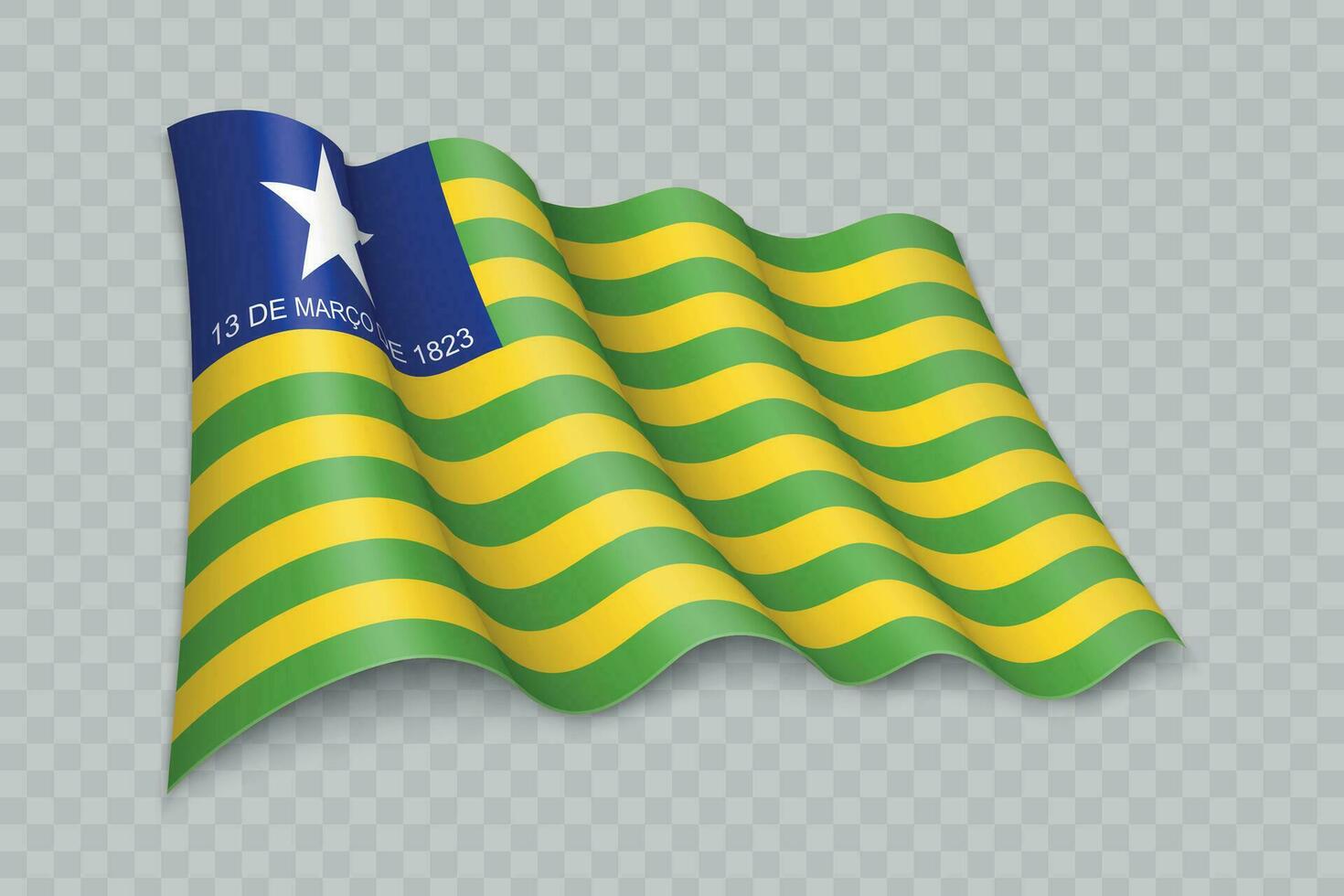 3d realistisch golvend vlag van piaui is een staat van Brazilië vector