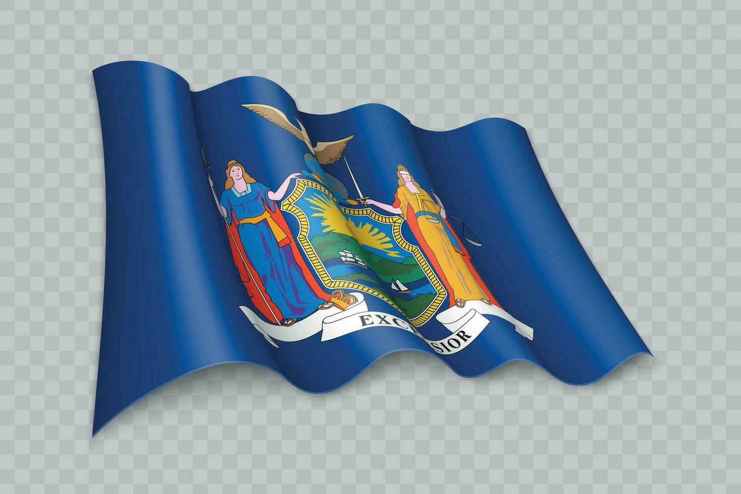 3d realistisch golvend vlag van nieuw york is een staat van Verenigde staten vector