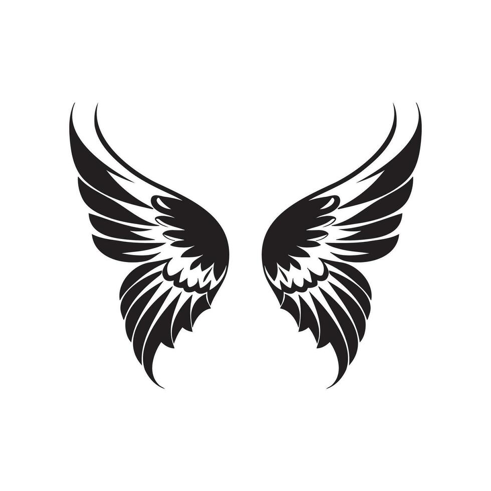 Vleugels zwart en wit vector icoon