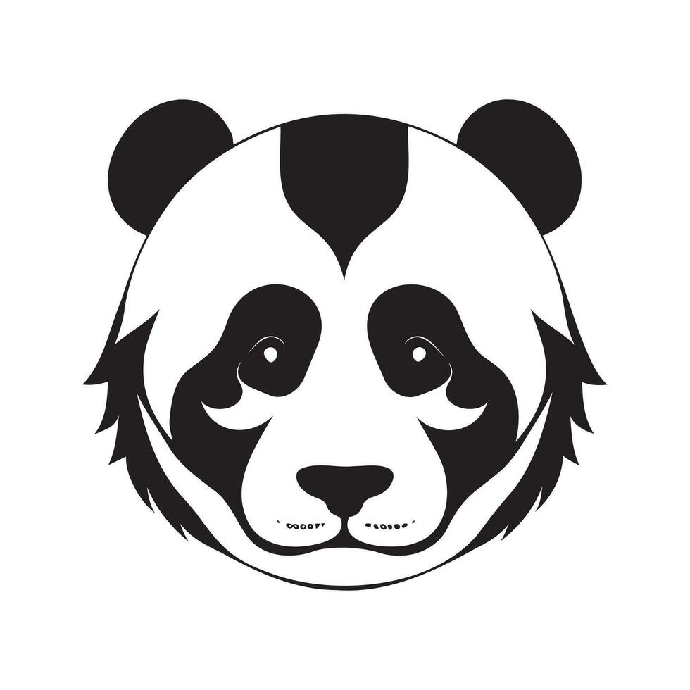 panda hoofd zwart en wit vector icoon