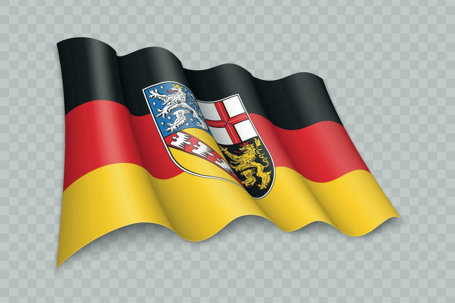 3d realistisch golvend vlag van Saarland is een staat van Duitsland vector