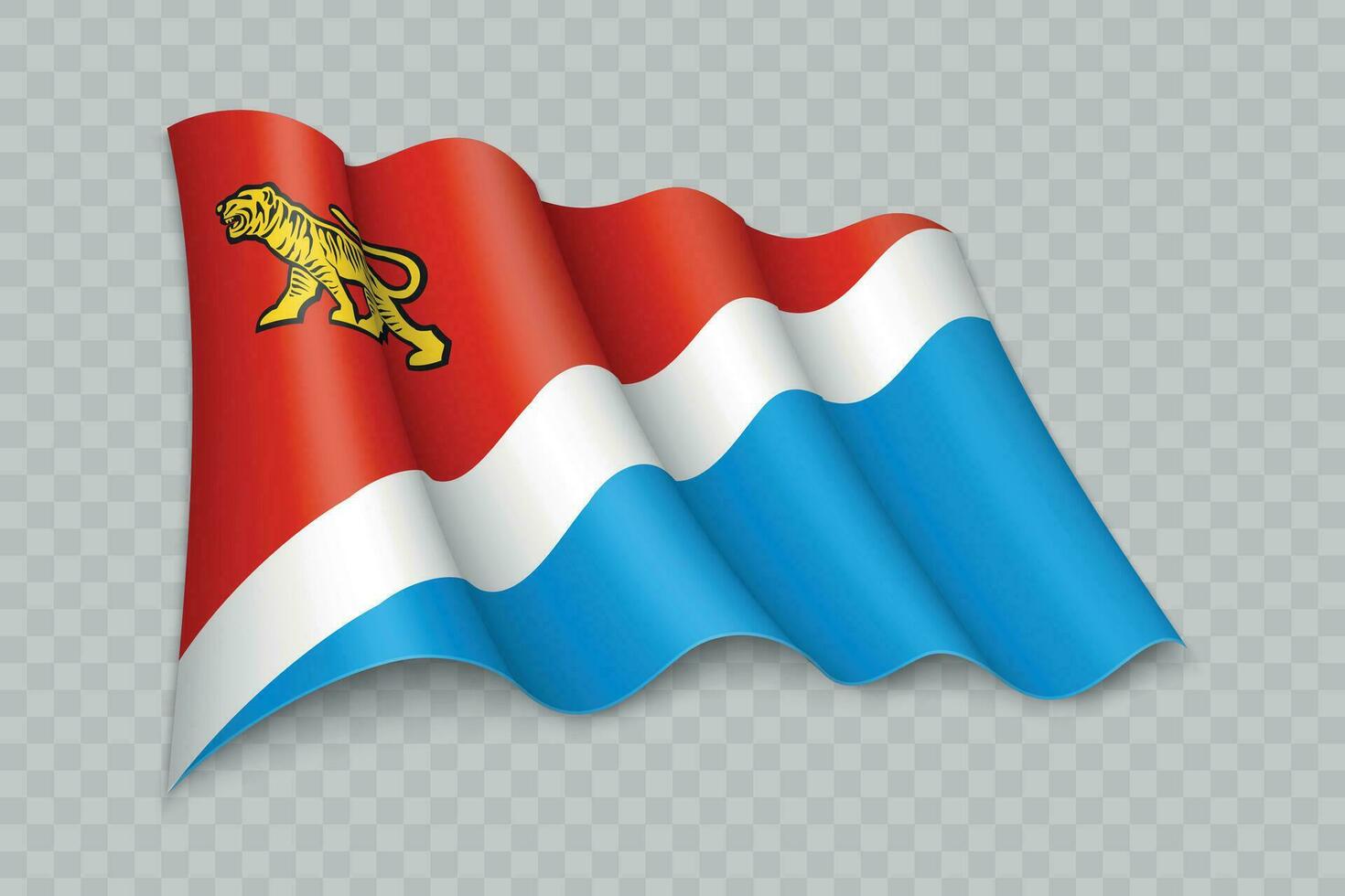 3d realistisch golvend vlag van primorsky krai is een regio van Rusland vector