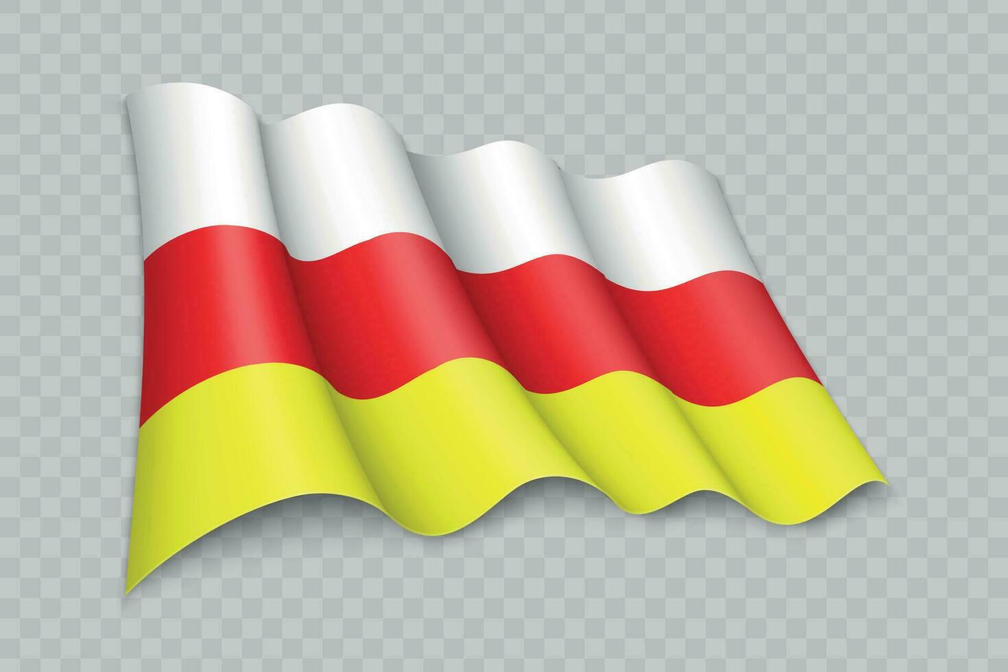 3d realistisch golvend vlag van noorden ossetië alania is een regio van Rusland vector