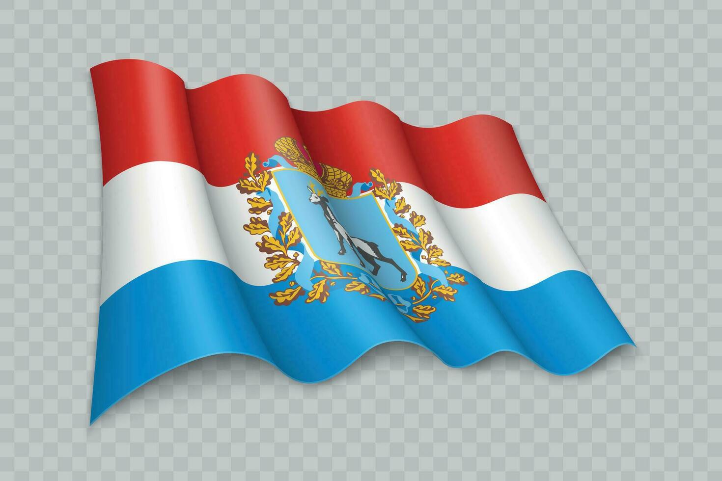 3d realistisch golvend vlag van samara oblast is een regio van Rusland vector
