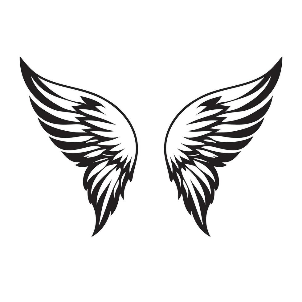 Vleugels zwart en wit vector icoon.