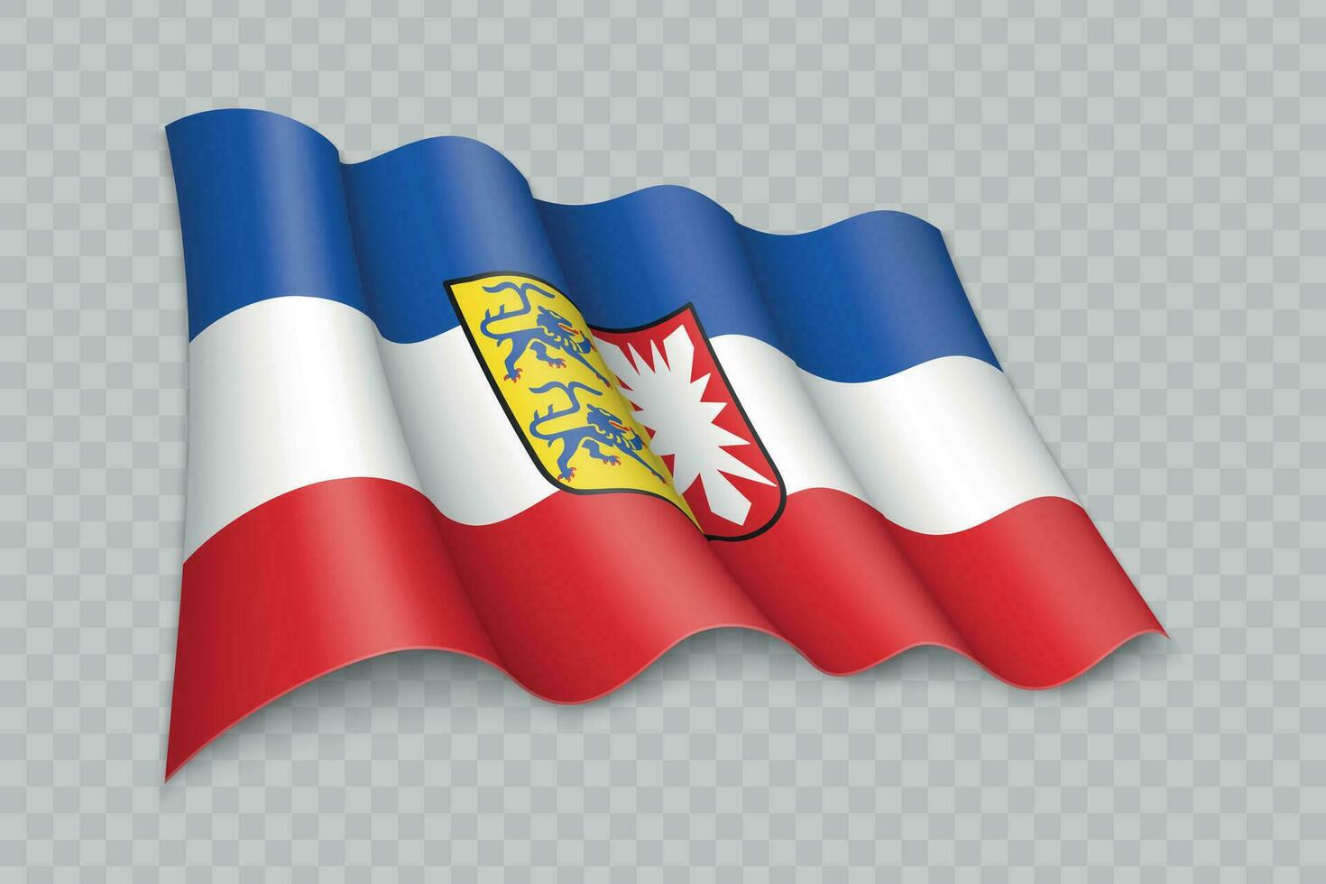 3d realistisch golvend vlag van sleeswijk-holstein is een staat van Duitsland vector