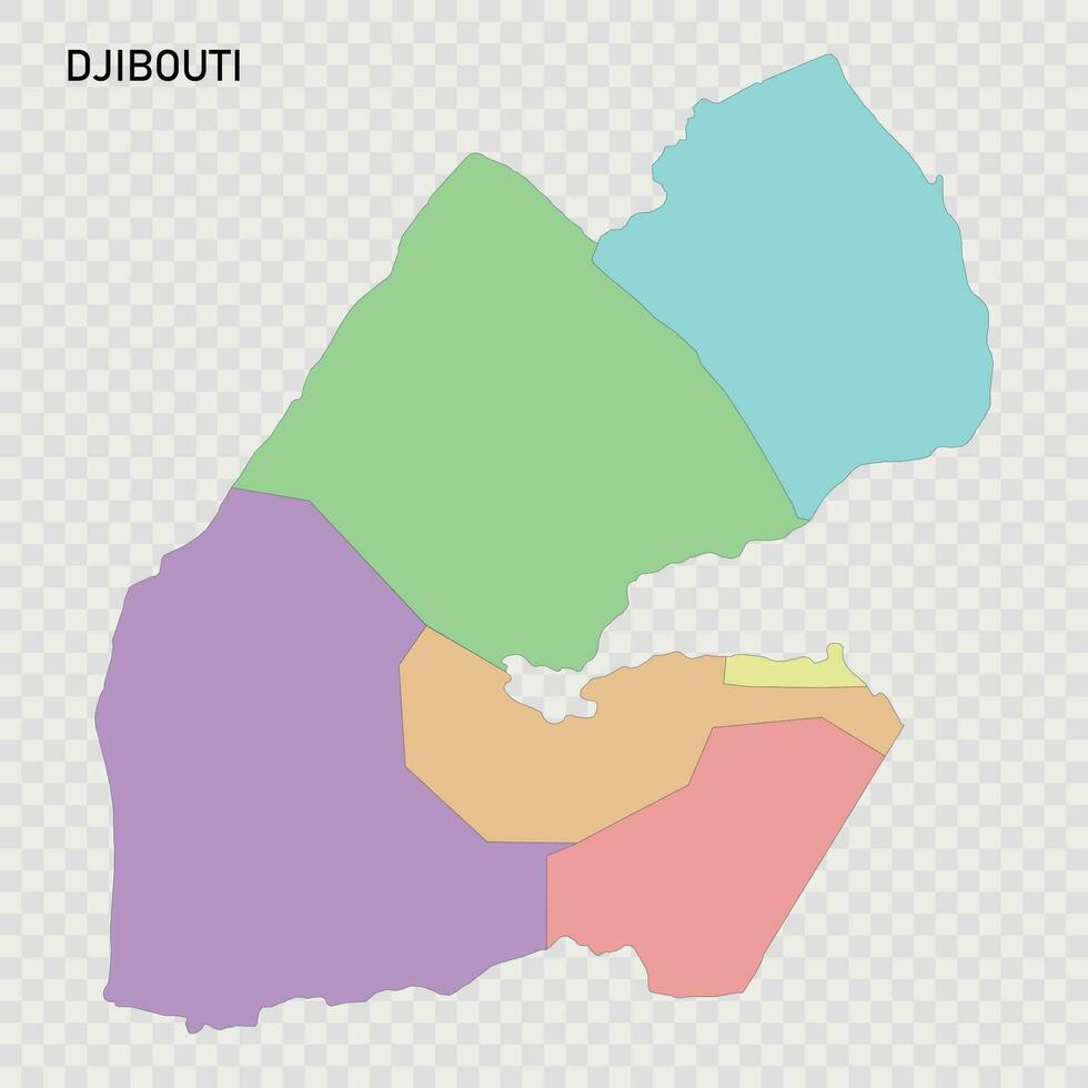 geïsoleerd gekleurde kaart van Djibouti vector