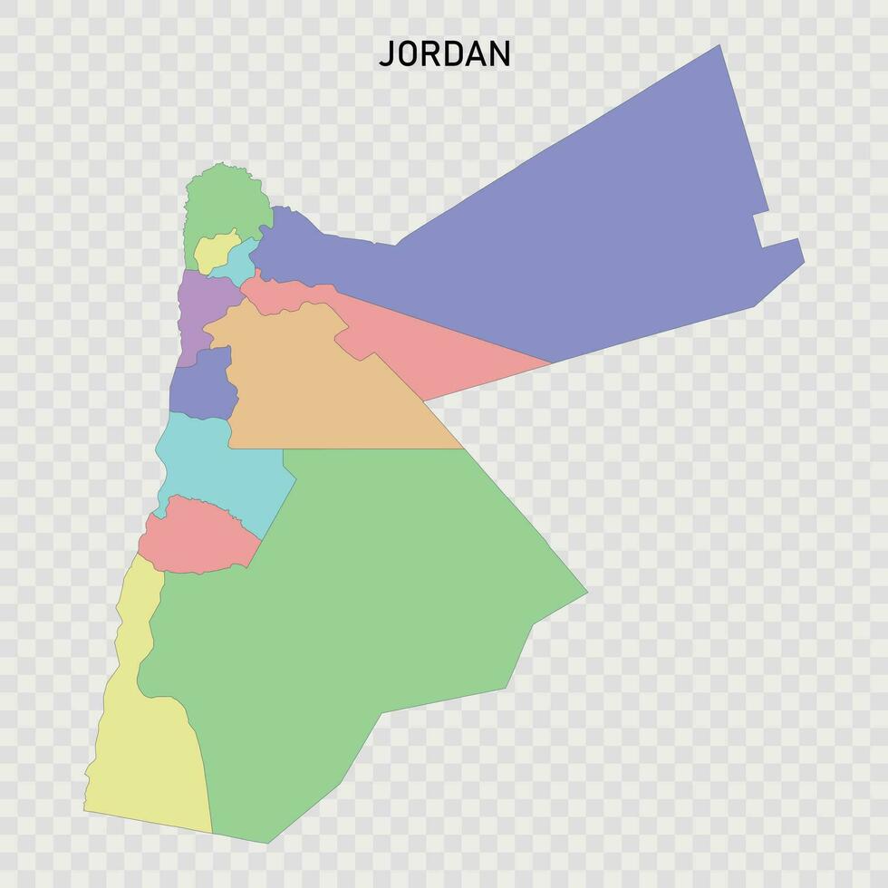 geïsoleerd gekleurde kaart van Jordanië vector