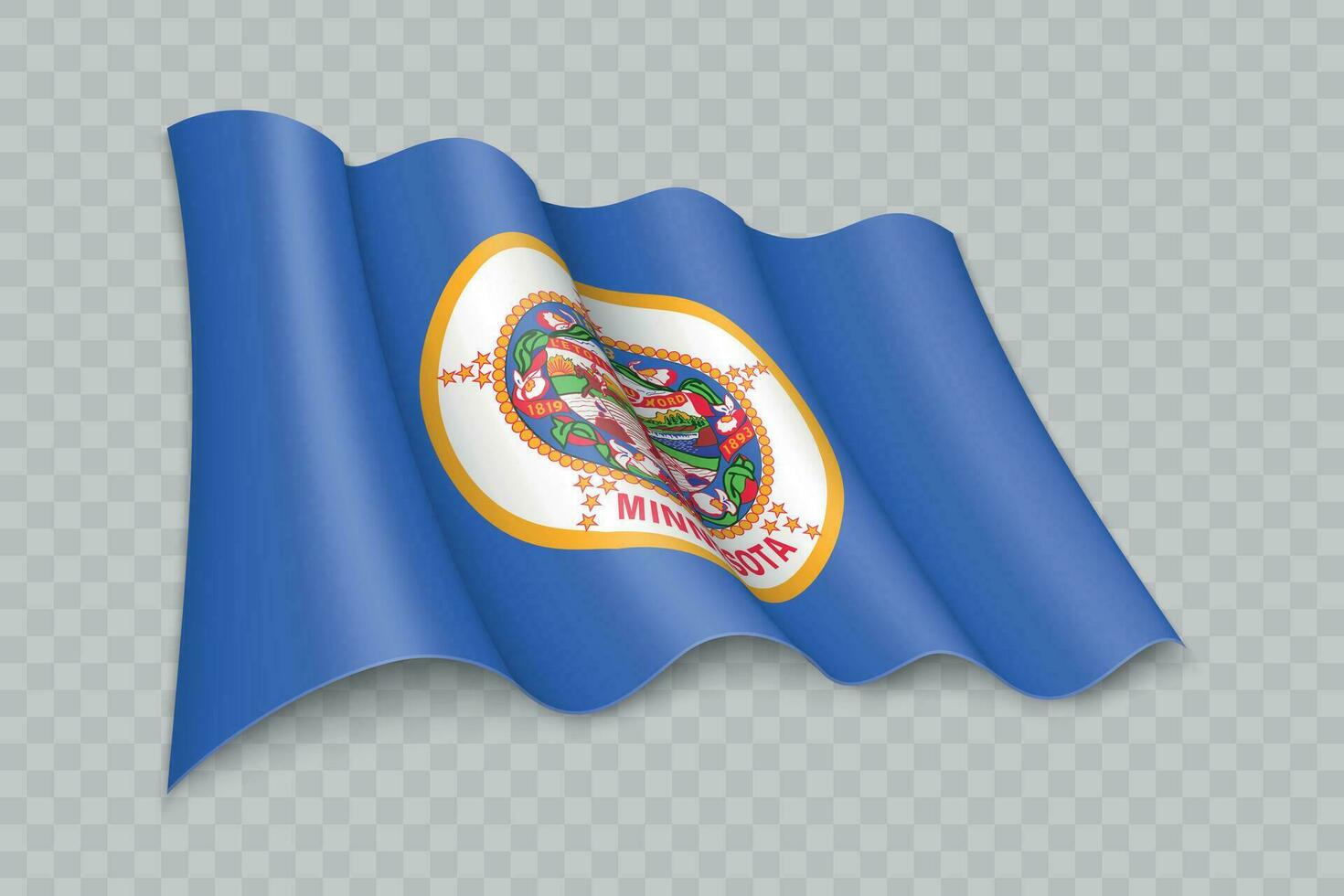 3d realistisch golvend vlag van Minnesota is een staat van Verenigde staten vector