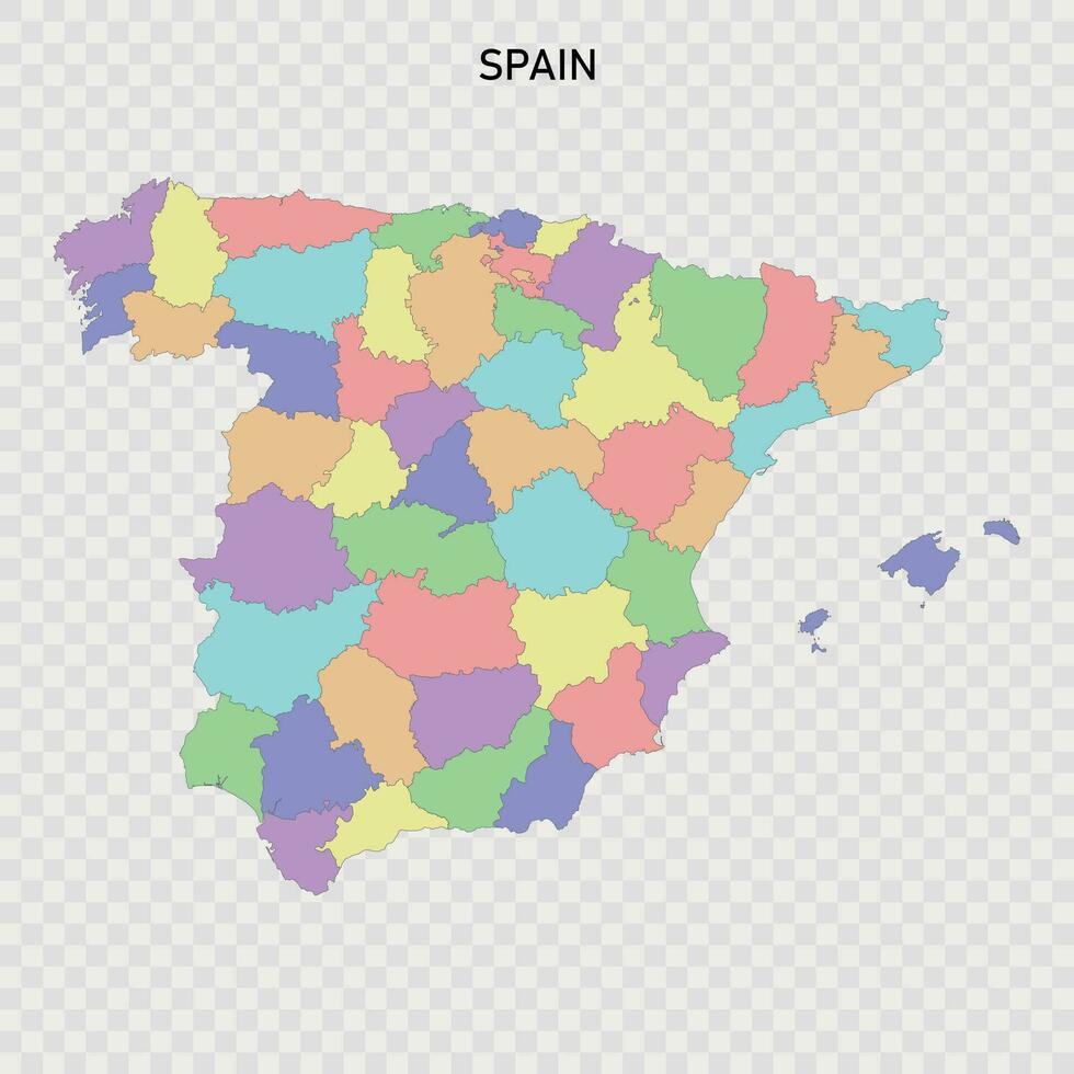 geïsoleerd gekleurde kaart van Spanje vector