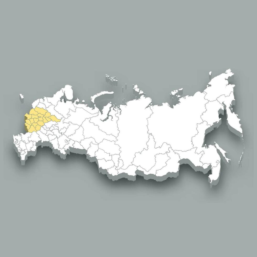 centraal regio plaats binnen Rusland kaart vector