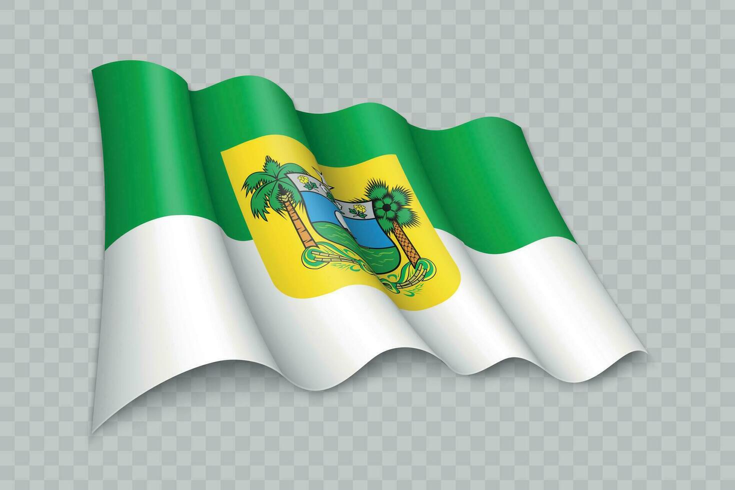 3d realistisch golvend vlag van Rio grande Doen norte is een staat van Brazilië vector