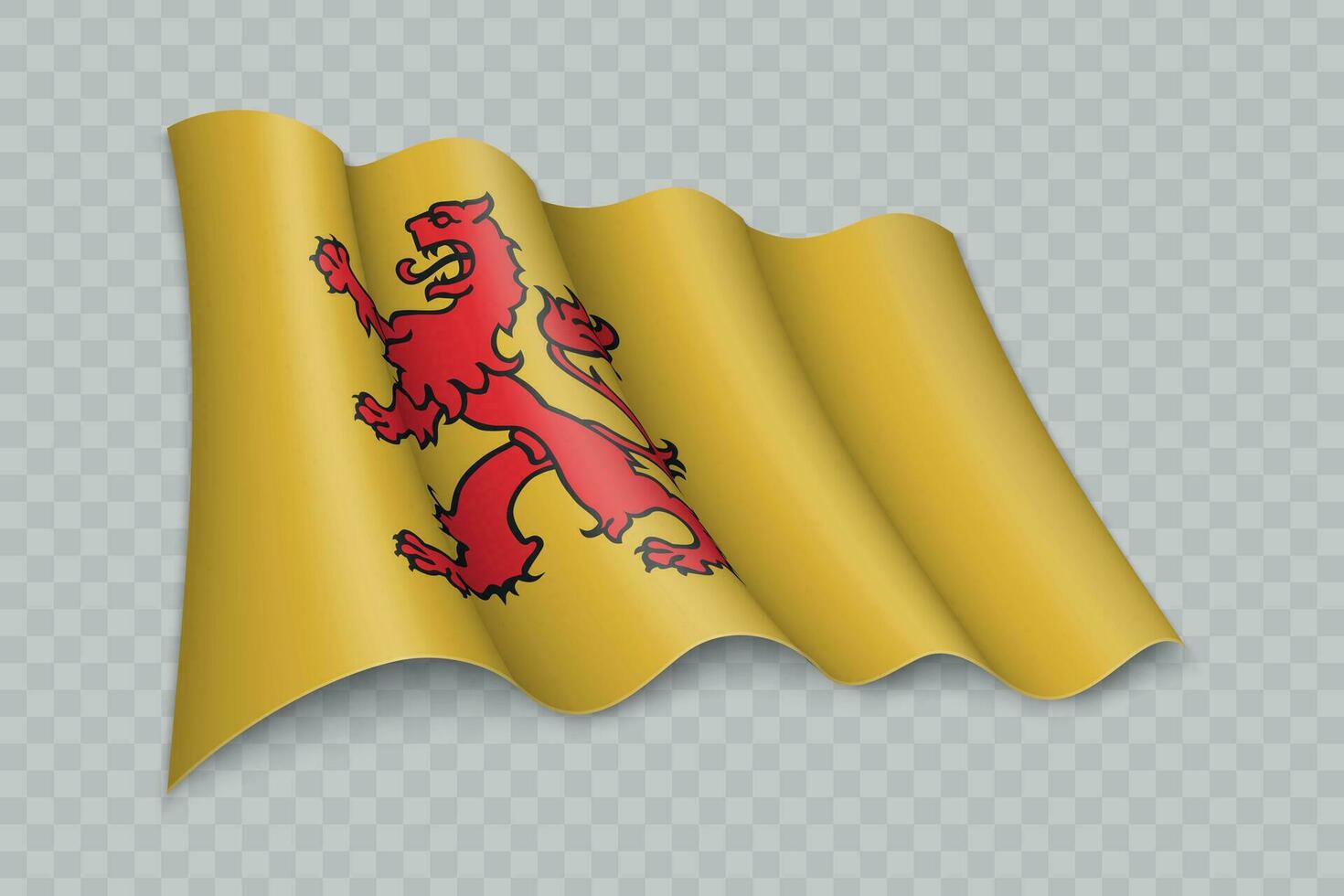 3d realistisch golvend vlag van zuiden Holland is een staat van Nederland vector