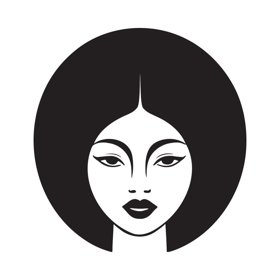 vrouw hoofd silhouet, gezicht en haar- mode icoon vector