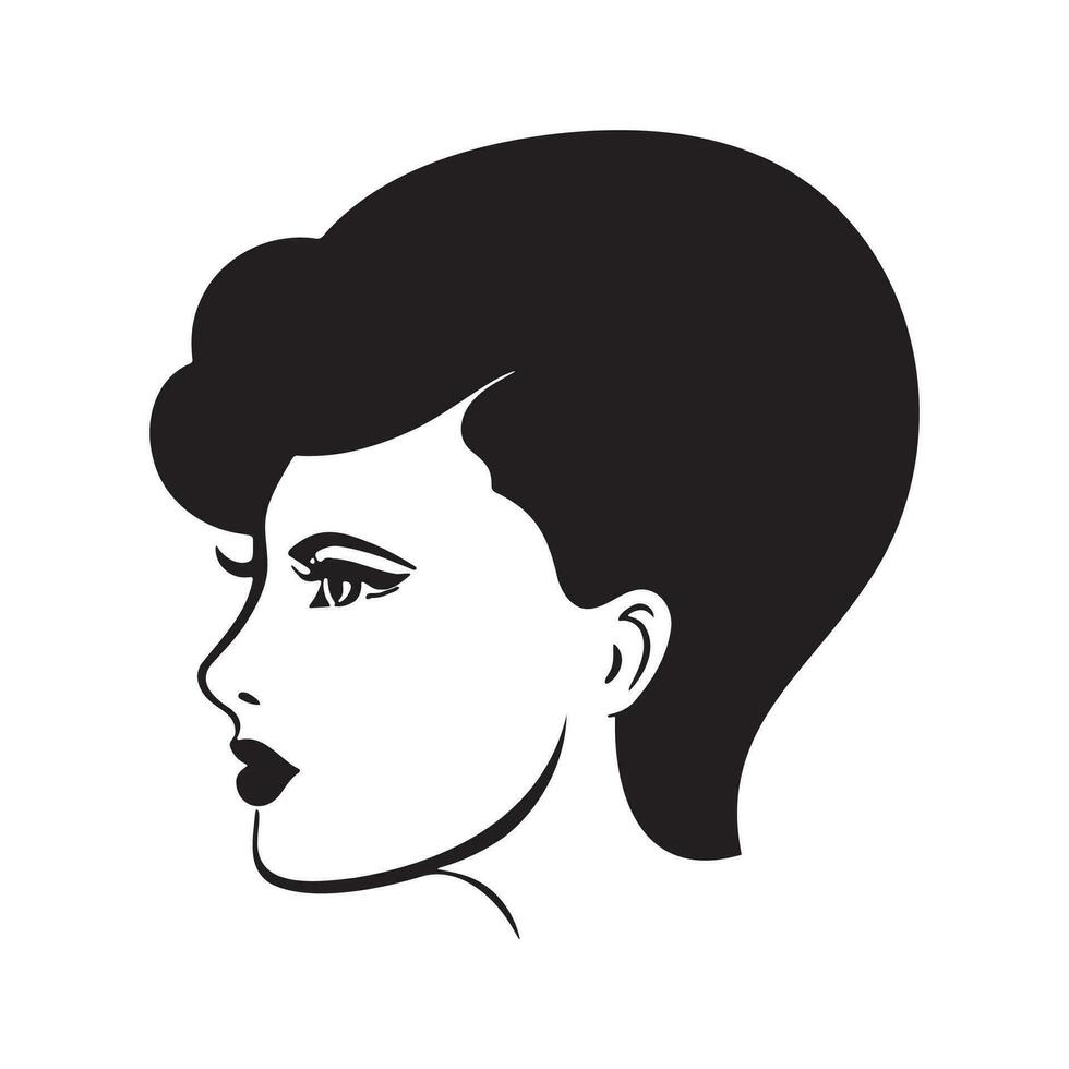 vrouw hoofd silhouet, gezicht en haar- mode icoon vector