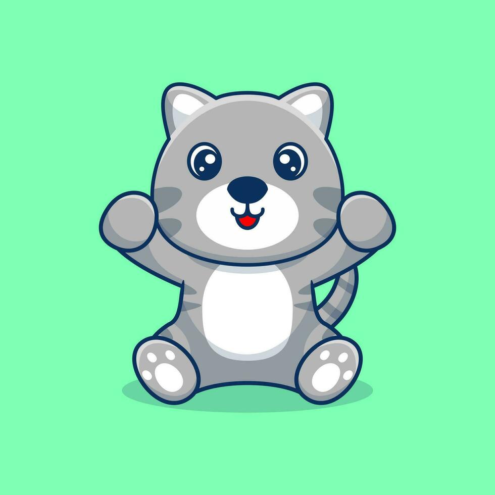 vector kat zittend schattig creatief kawaii tekenfilm mascotte logo