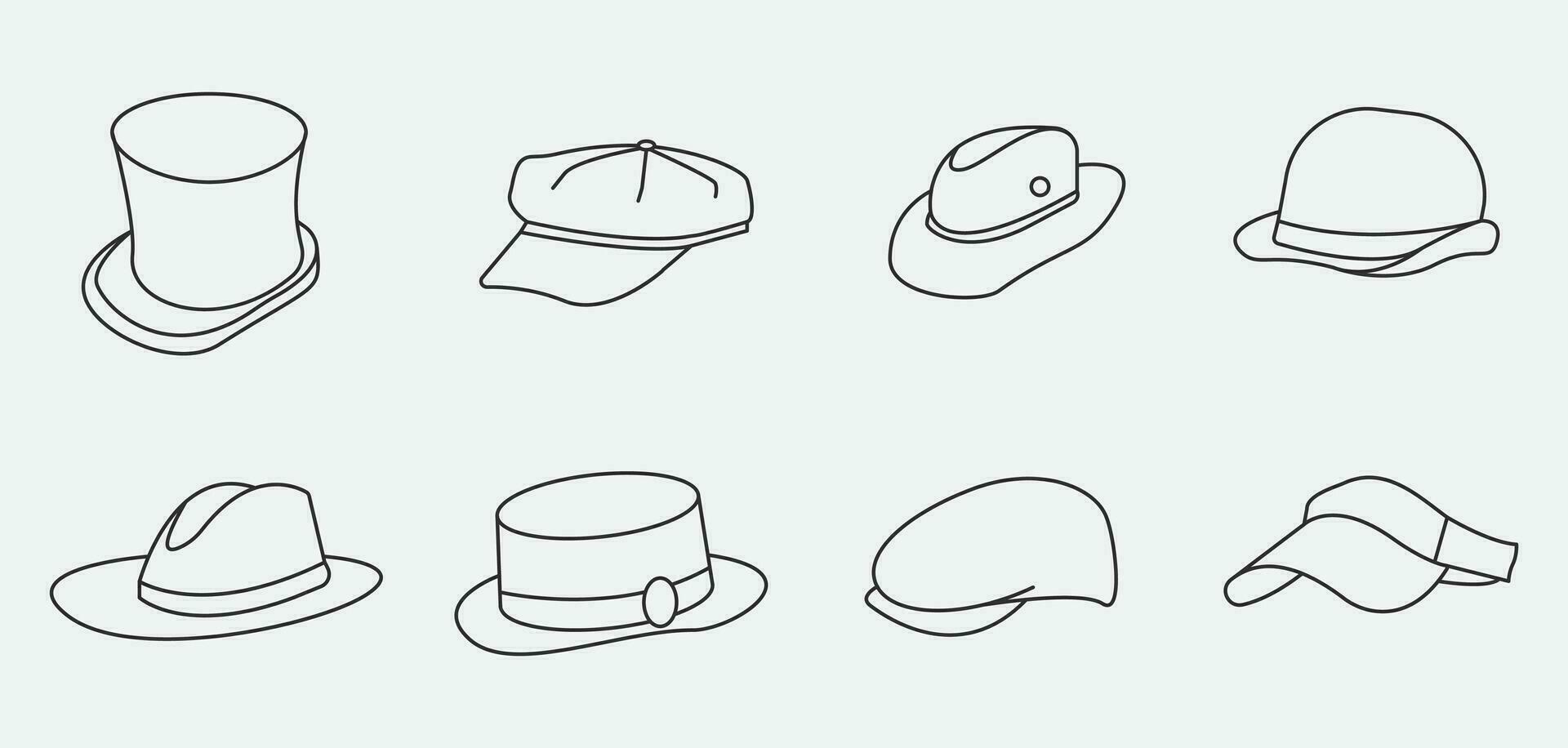 reeks van hoed logo icoon ontwerp, beeld hoed wijnoogst illustratie ontwerp vector