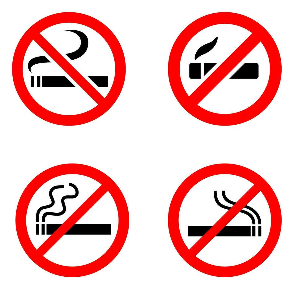 Nee roken icoon vector set. niet roken illustratie teken verzameling. kwaad teken of symbool.