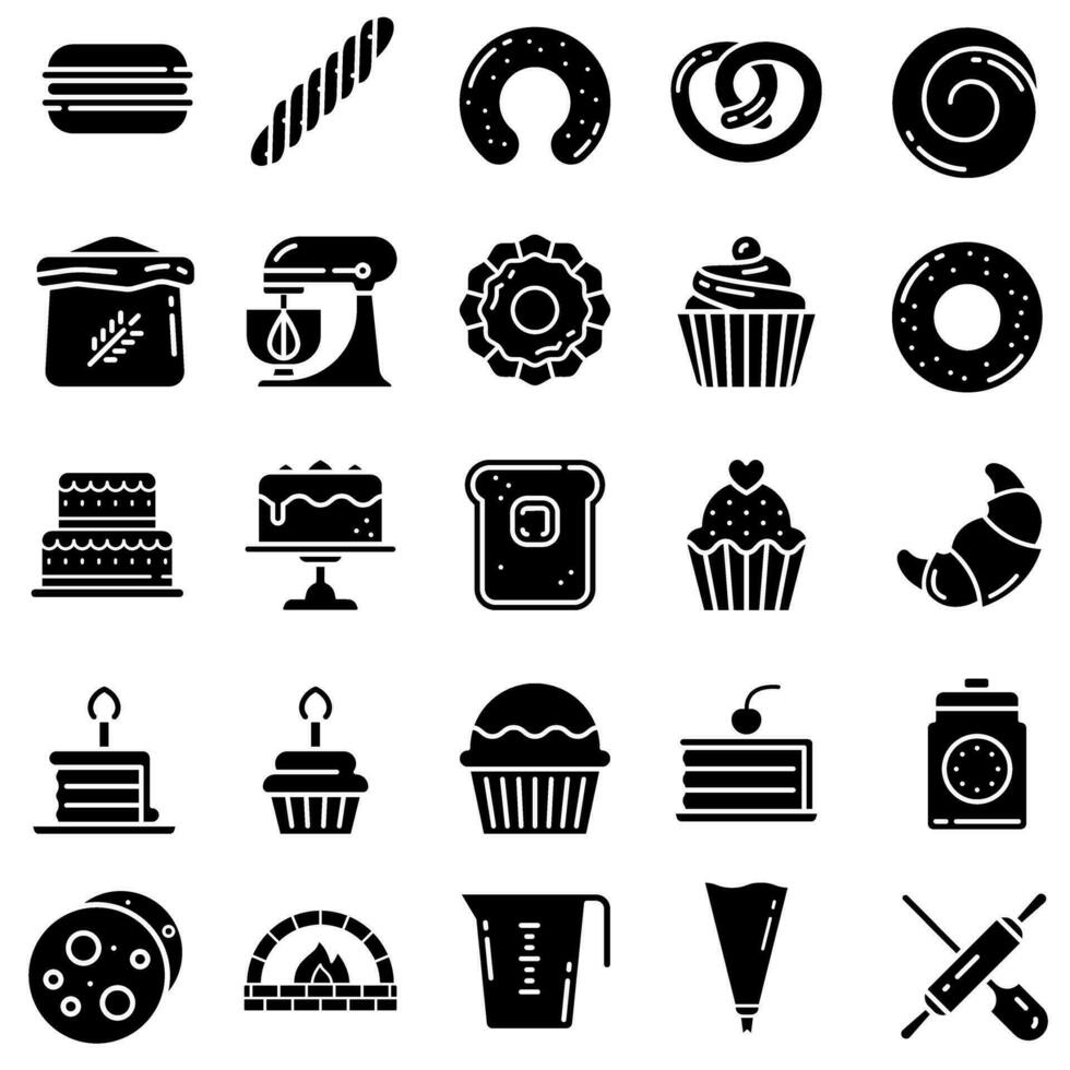 bakkerij icoon vector set. Koken illustratie teken verzameling. bakken symbool.