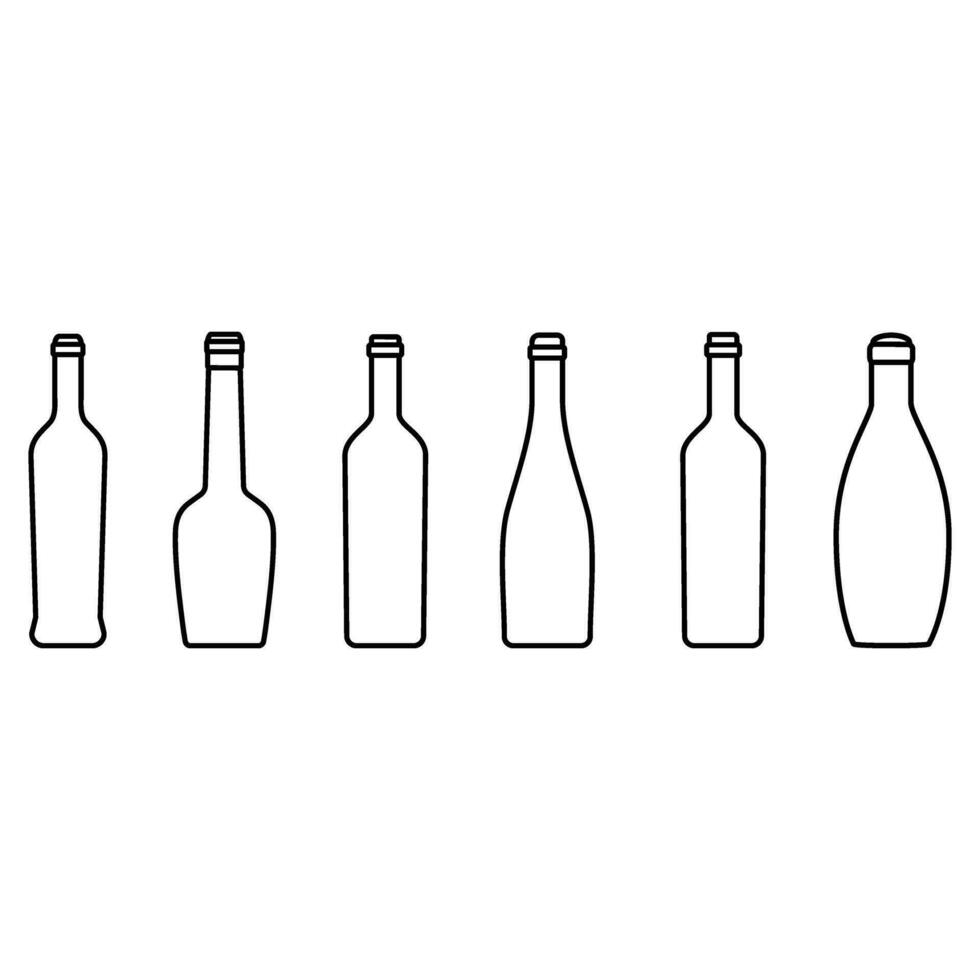 wijn fles icoon vector set. wijn illustratie teken verzameling. fles symbool of logo.