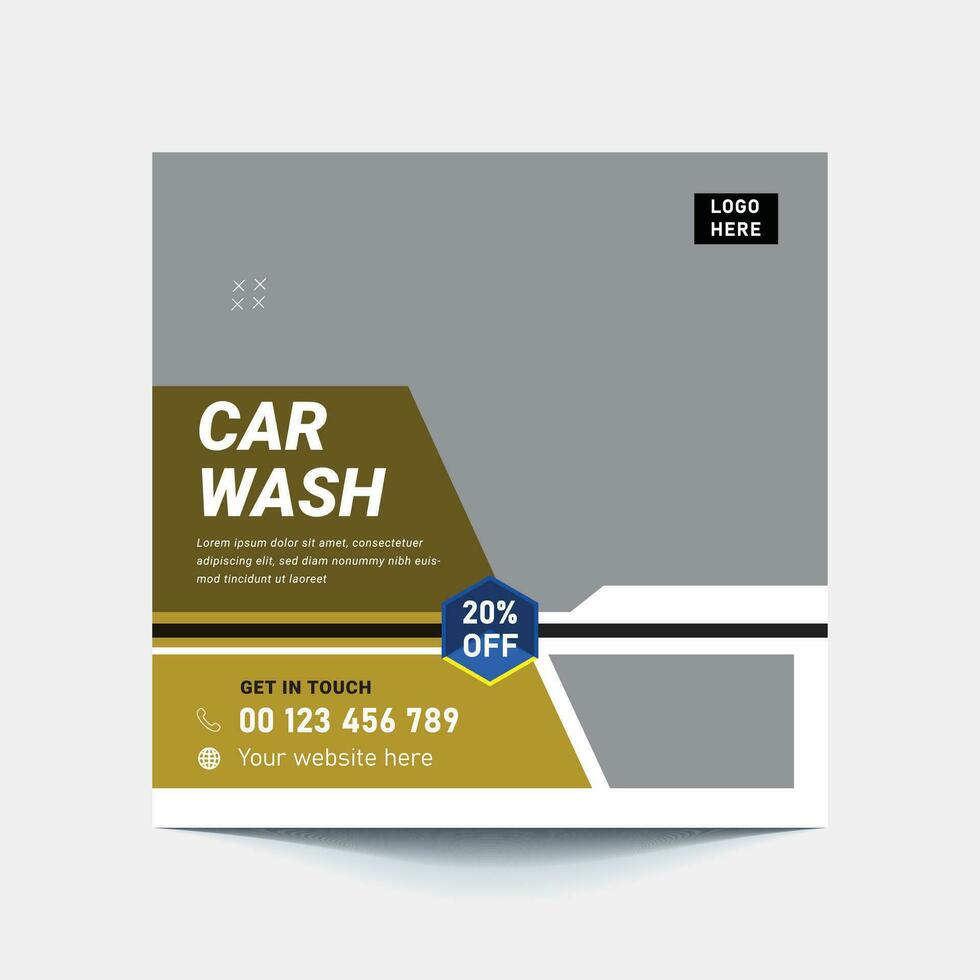 autowasservice social media post bannerontwerp. auto wassen social media post banner sjabloon set, car wash social media banner ontwerpsjabloon. auto wassen marketing post banner ontwerp. vector